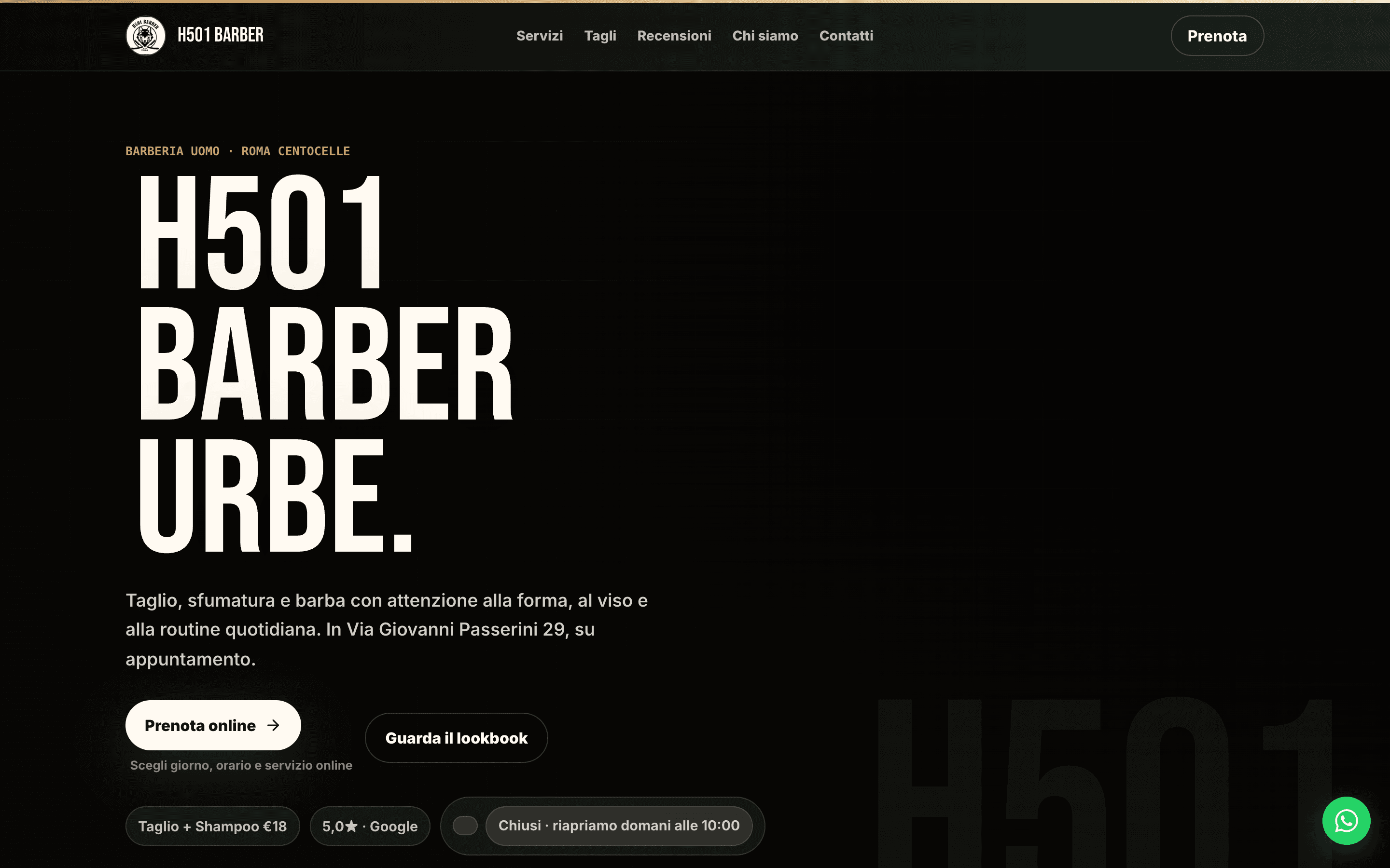 Captura real del sitio en producción: identidad, hero, CTA de reserva y contenido SEO.