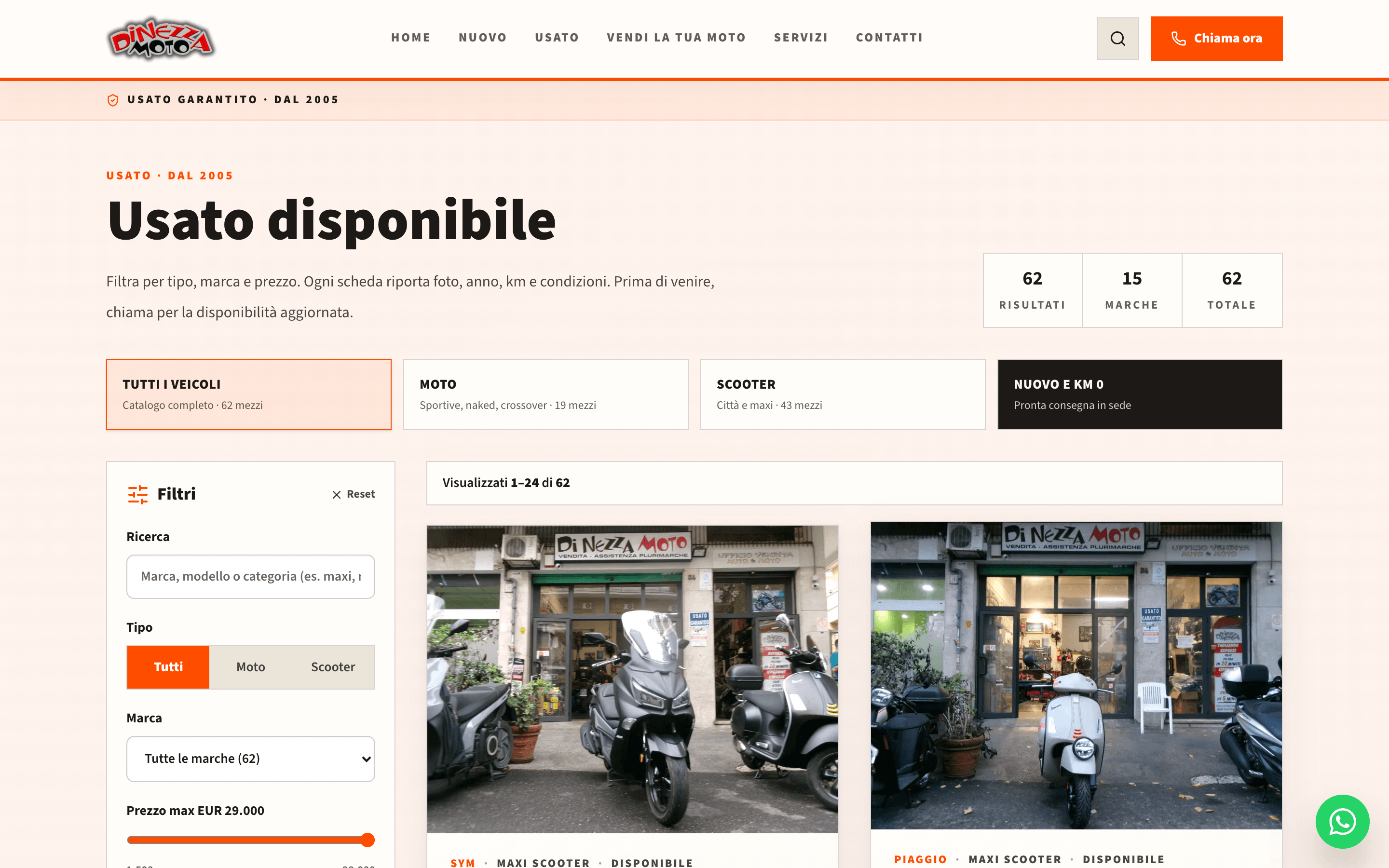 Catalogue occasion réel avec recherche, type de véhicule, marque, prix maximum, année minimum, kilométrage et tri.