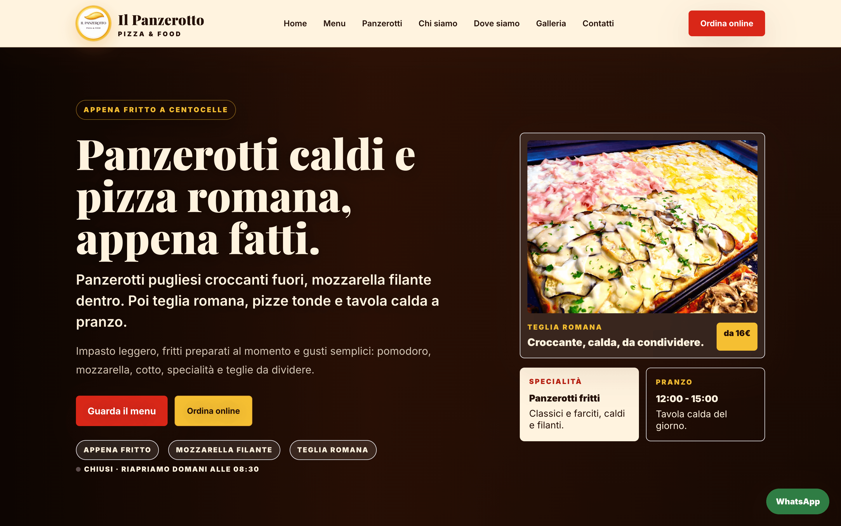 Página de inicio real del restaurante con menú, ubicación, CTA hacia la app y contenidos indexables.